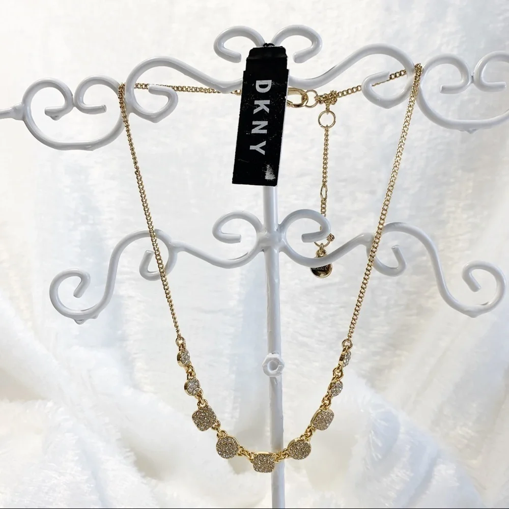 DKNY Gold-tone Pave Geometric Collar Necklace